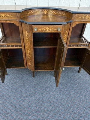 67017 Inlaid Victorian Buffet Sideboard Server Cabinet