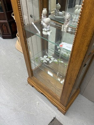 62458 Etched Glass Oak Curio China Cabinet