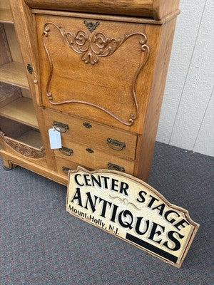 66904   Antique Victorian Oak Side By Side Bookcase Desk