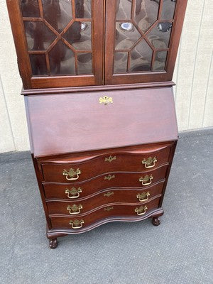 66491 JASPER Furniture Bubble Glass Secretary Desk w/ Bookcase Top