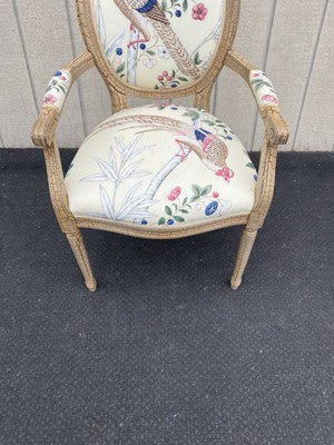 66500 Decorator Bergere Armchair Chair with Bird Design Fabric