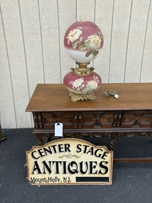 66594  Antique Gone With The Wind Electrified Oil Lamp