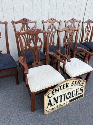 67163 Set of 8 Mahogany SUMTER Cabinet  Dining Chair s
