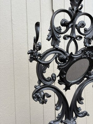 67150 Antique Victorian Cast iron Hat Rall With Mirror and Umbrella holders