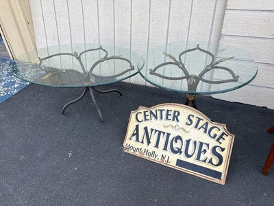 67157   Modern QUALITY Glass and Iron Accent Table Stand