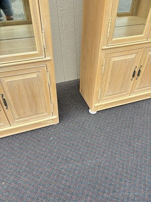 67067 PAIR Bookcase Curio Cabinets with Plate Glass Shelves
