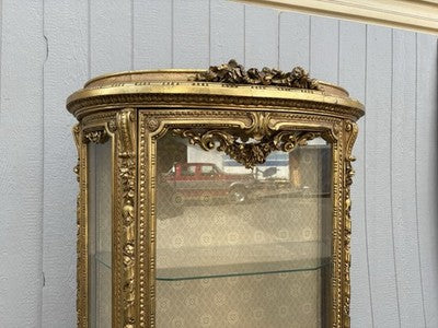 67024 Decorator Gold Bow Glass Curio Cabinet Etergie