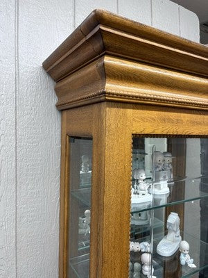 62458 Etched Glass Oak Curio China Cabinet