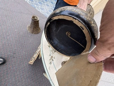 67043 Large Oriental Decorator Metal Lamp with Fancy  Custom made Shade