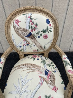 66500 Decorator Bergere Armchair Chair with Bird Design Fabric