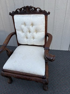 67096 Custom Hand Carved Figural Armchair Chair