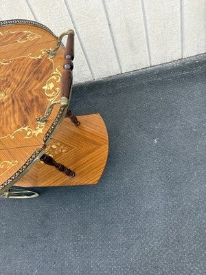 66844 Italian Inlaid Bar Cart Liquor Cabinet Teacart