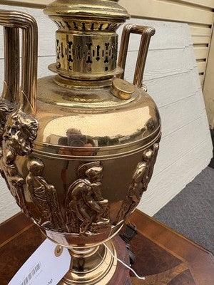 67093   QUALITY Brass and Marble Figural Table Lamp