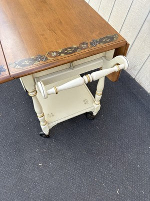 66692  ETHAN ALLEN Stenciled Tea Cart Rolling Dropside Cart