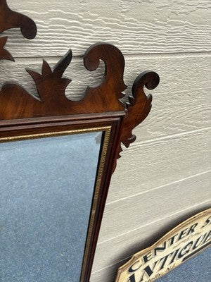 63573 HENKEL HARRIS Chippendale Burled Mahogany Mirror