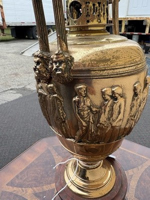 67093   QUALITY Brass and Marble Figural Table Lamp