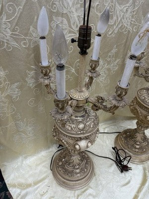 55229 Pair Fancy Mid Century Candelabra Table Lamps