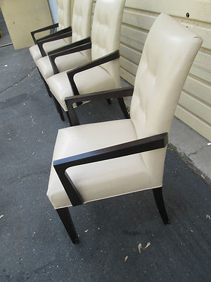 55577 SET OF 4 LEATHER? BERGERE OFFICE DINING CHAIR S ARMCHAIR S