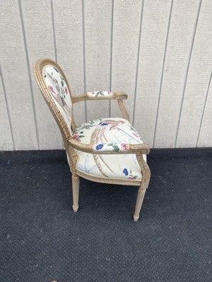 66500 Decorator Bergere Armchair Chair with Bird Design Fabric
