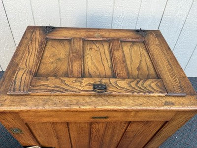 67160 Antique  BAMBERGER Victorian Oak Ice Box Refrigerator with Lift Top