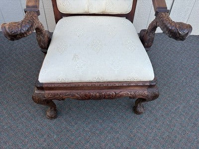 67096 Custom Hand Carved Figural Armchair Chair