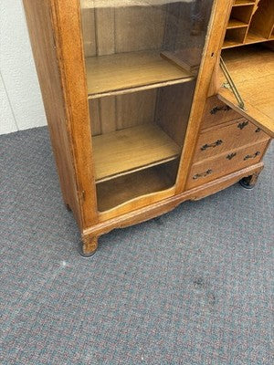 67053 Antique Victorian Oak Side By Side Desk Bookcase
