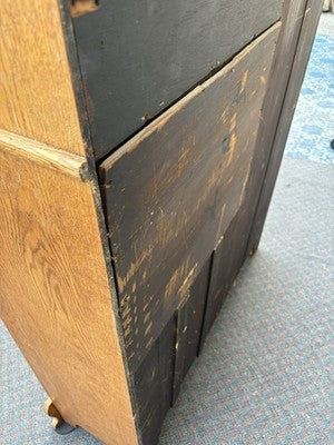 66904   Antique Victorian Oak Side By Side Bookcase Desk