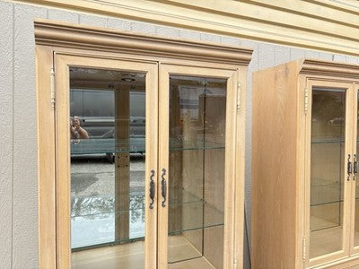 67067 PAIR Bookcase Curio Cabinets with Plate Glass Shelves