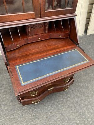 66491 JASPER Furniture Bubble Glass Secretary Desk w/ Bookcase Top