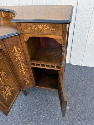 67017 Inlaid Victorian Buffet Sideboard Server Cabinet