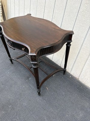 66896 Antique Mahogany Lamp Table Stand w/ Drawer