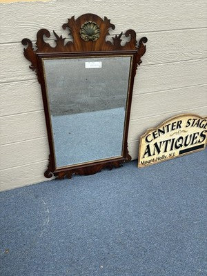 63573 HENKEL HARRIS Chippendale Burled Mahogany Mirror
