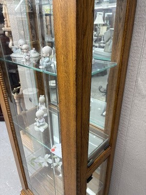 62458 Etched Glass Oak Curio China Cabinet