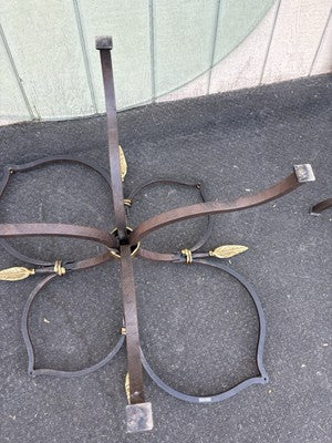 67157   Modern QUALITY Glass and Iron Accent Table Stand