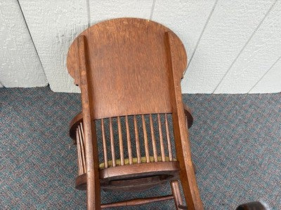 66853 Antiue Victorian Oak Child Youth Rocker Rocking Chair