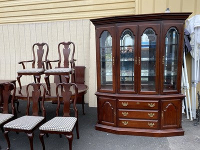 66604 SUMTER Furniture Dining  Table w/ 2 Leafs + 6 Chairs Dining  Top 100" x 44