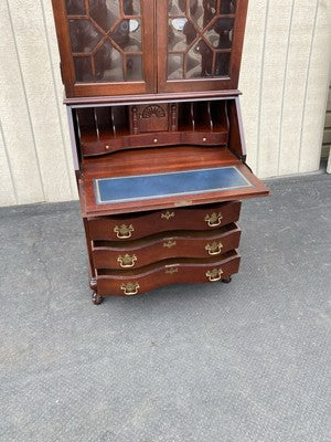 66491 JASPER Furniture Bubble Glass Secretary Desk w/ Bookcase Top