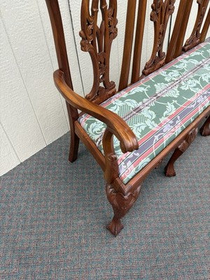66942   Chippendale Mahogany Claw Foot Settee Loveseat Couch