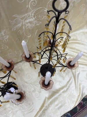 61929  Pair Candelabra Lamps with Glass Prisms