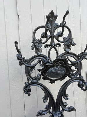67150 Antique Victorian Cast iron Hat Rall With Mirror and Umbrella holders