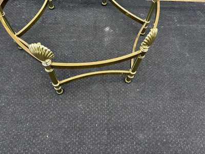 66743   QUALITY Brass and Glass Shell Design Coffee Table