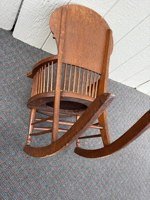 66853 Antiue Victorian Oak Child Youth Rocker Rocking Chair