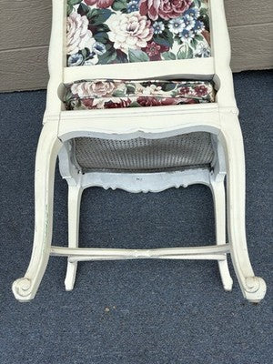 60612 PAIR of Romantic Shabby BERGERE Floral Armchairs with Factory White Finish