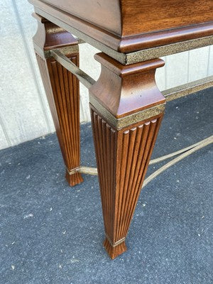 66537 Mahogany Console Library Table with Glass Insert