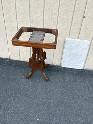 66778 Antique Victorian Walnut Marble Top Lamp Table Stand
