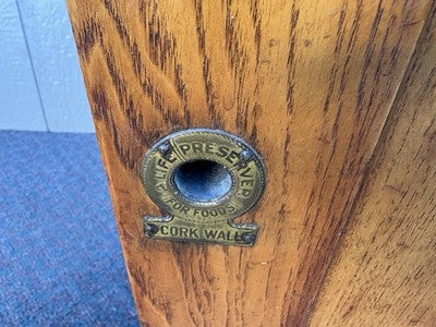 67160 Antique BAMBERGER Victorian Oak Ice Box Refrigerator with Lift Top