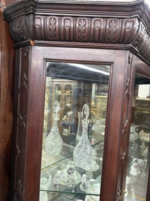 64352   Large RARE Antique Victorian Mahogany China Cabinet Curio