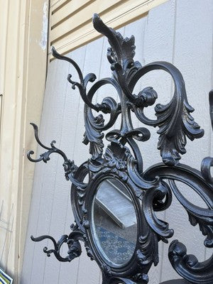 67150 Antique Victorian Cast iron Hat Rall With Mirror and Umbrella holders