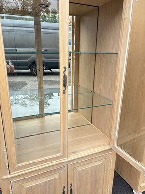 67067 PAIR Bookcase Curio Cabinets with Plate Glass Shelves