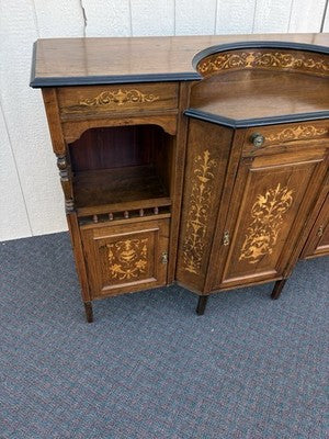 67017 Inlaid Victorian Buffet Sideboard Server Cabinet